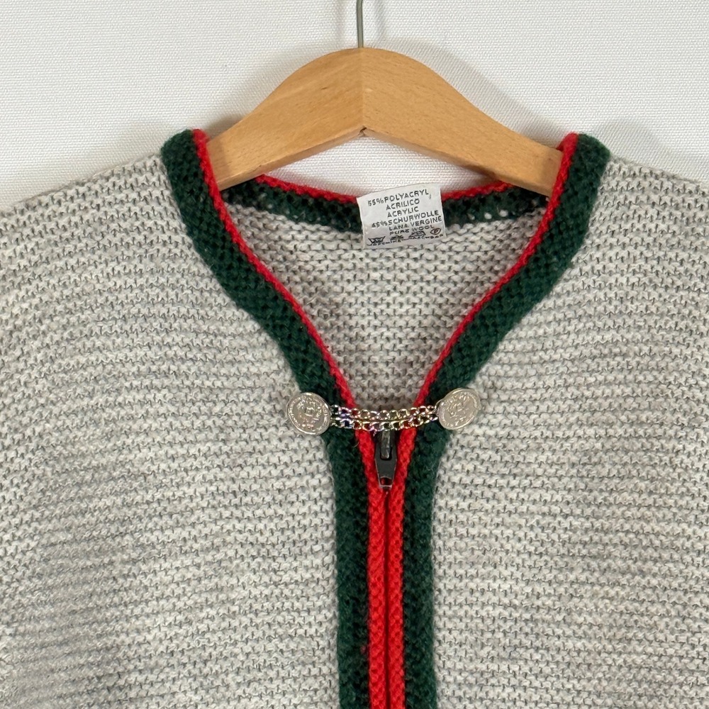 Vintage St Peter Trachten Kids 8 10 Cardigan Grey Wool Blend Alpine Heirloom - Picture 2 of 8